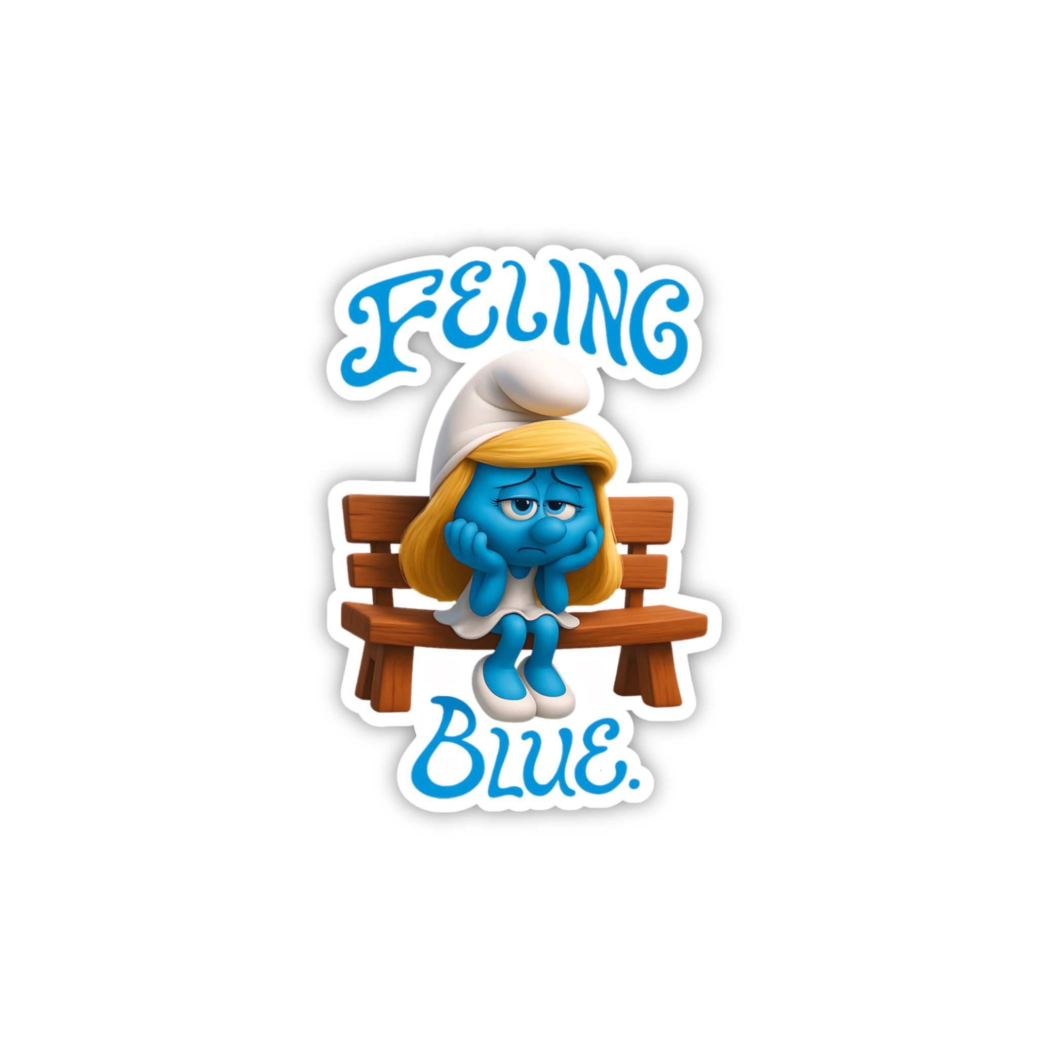 Feeling Blue Quote Smurf Sticker