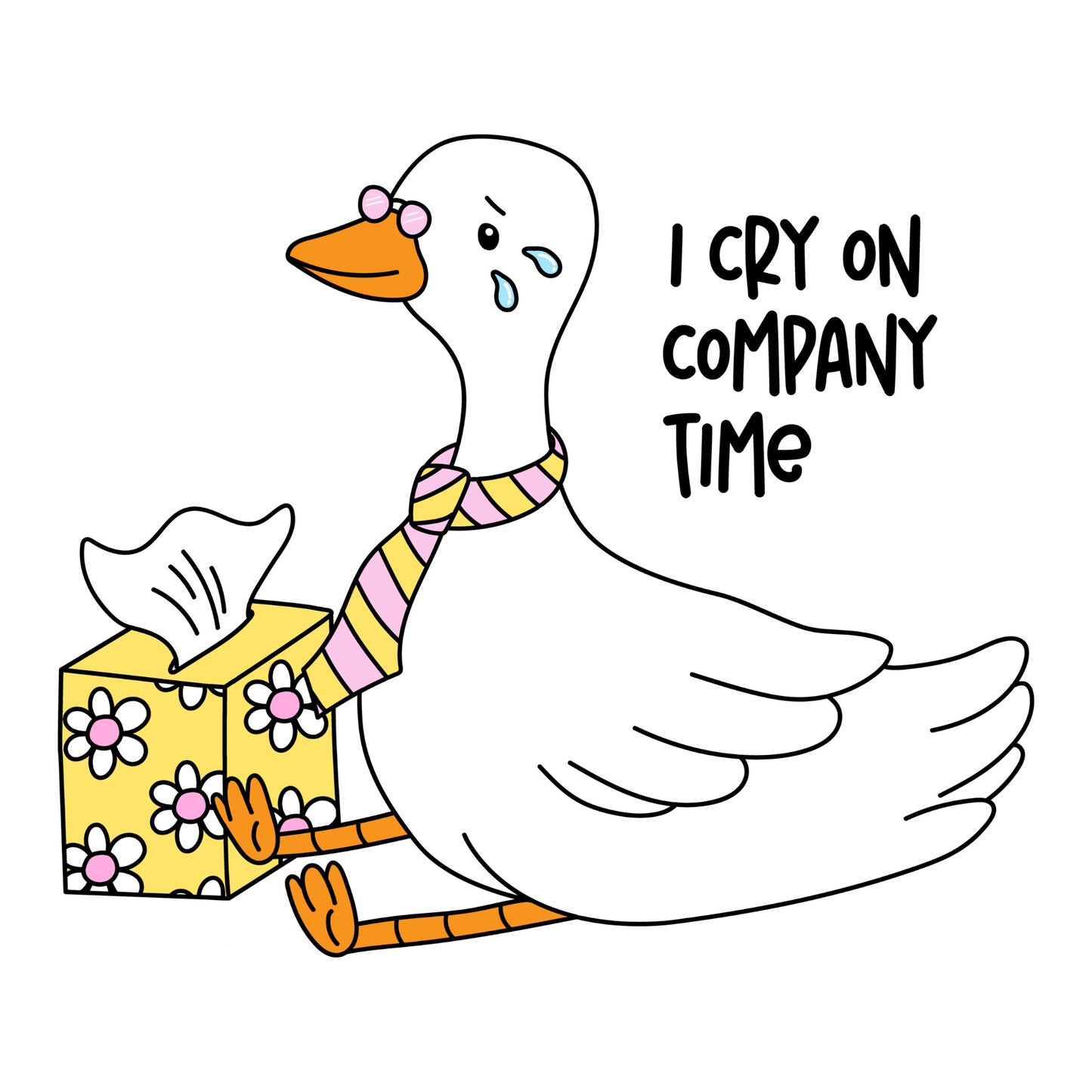 Workplace Stickers - Goose Crying on Company Time