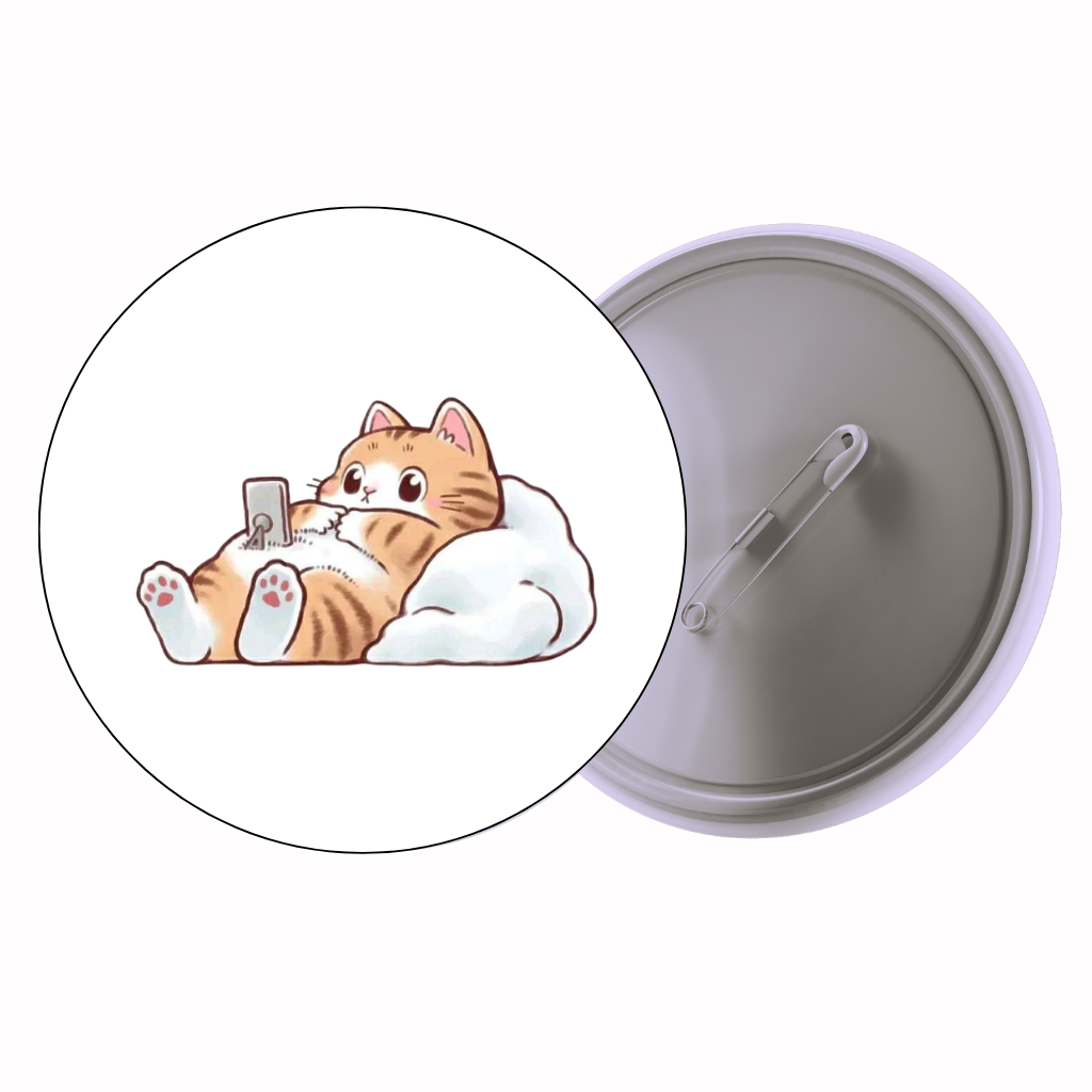 Cat Spa Time Cute Pin Badge | Cartoon Badge for Bags & Jackets (2 Sizes)