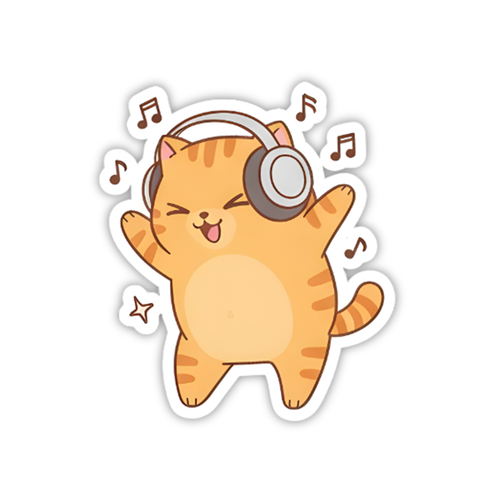 Happy Dancing Cat Headphones Sticker