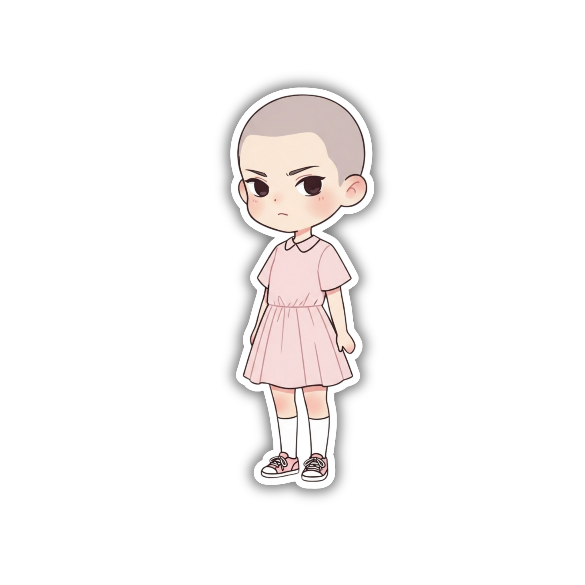 Pink Dress Eleven Inspired Girl Vinyl Sticker | Stranger Things Aesthetic Laptop Decal | Snap Magicians