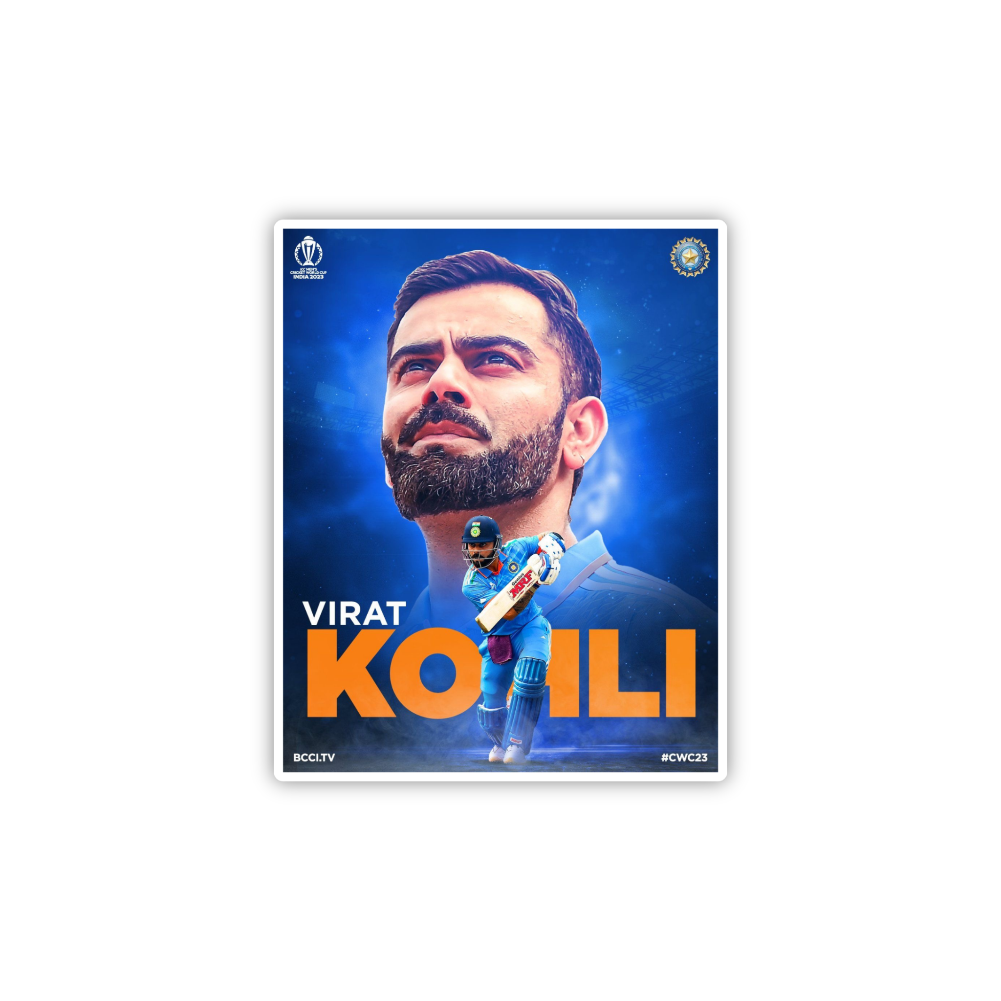 Kohli Iconic Portrait Poster Sticker