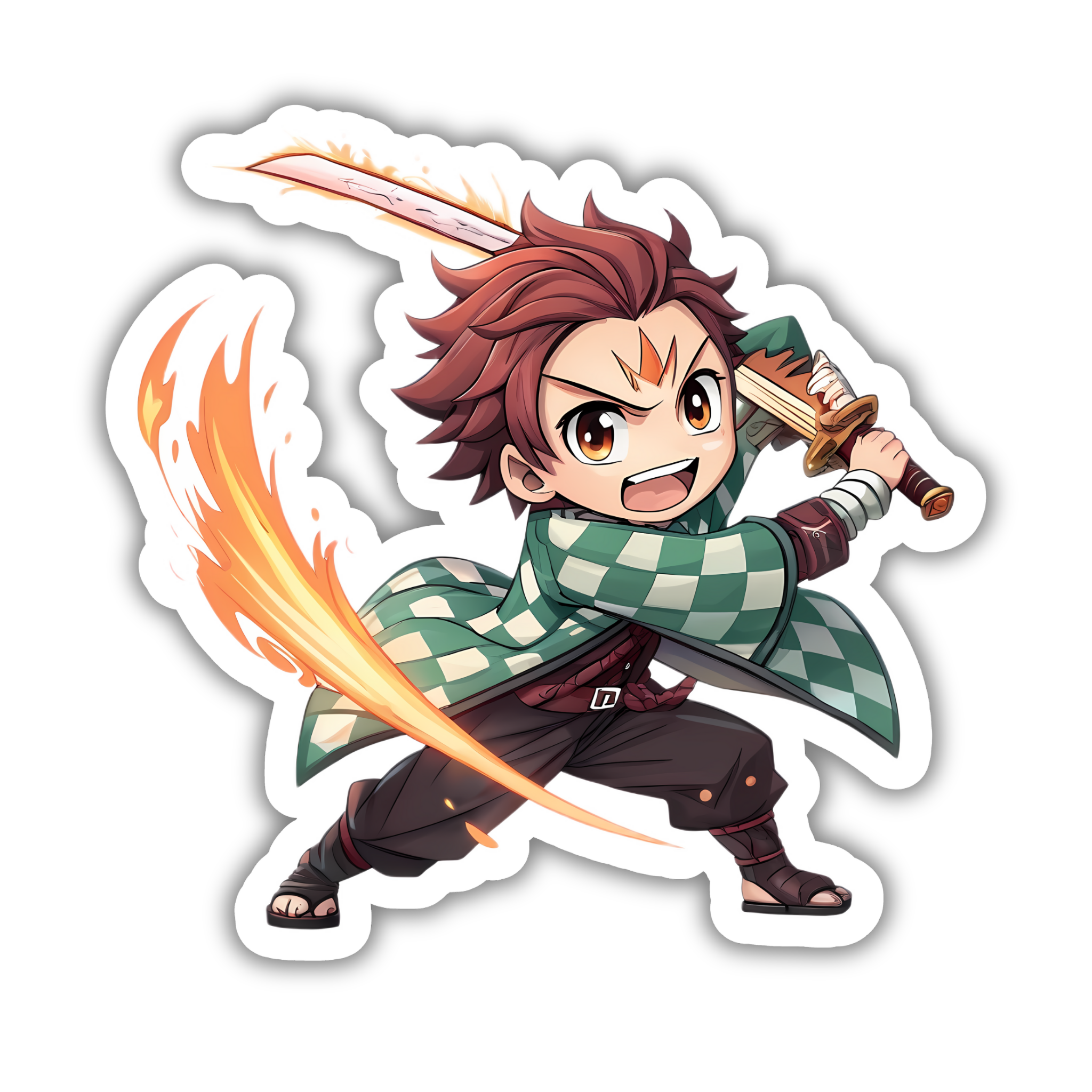 Tanjiro Fire Attack Chibi Sticker