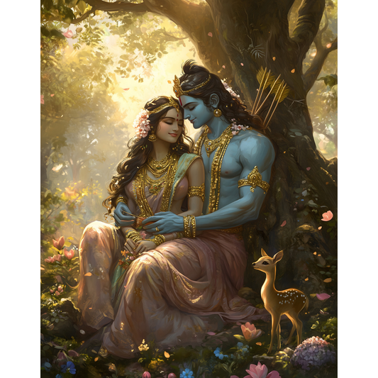 Shri Ram and Sita Mata Poster – Divine Hindu Wall Art | Ramayana Print – Shri ram and sita mata 2