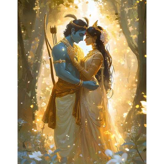 Shri Ram and Sita Mata Poster – Divine Hindu Wall Art | Ramayana Print – Shri ram and sita mata 1
