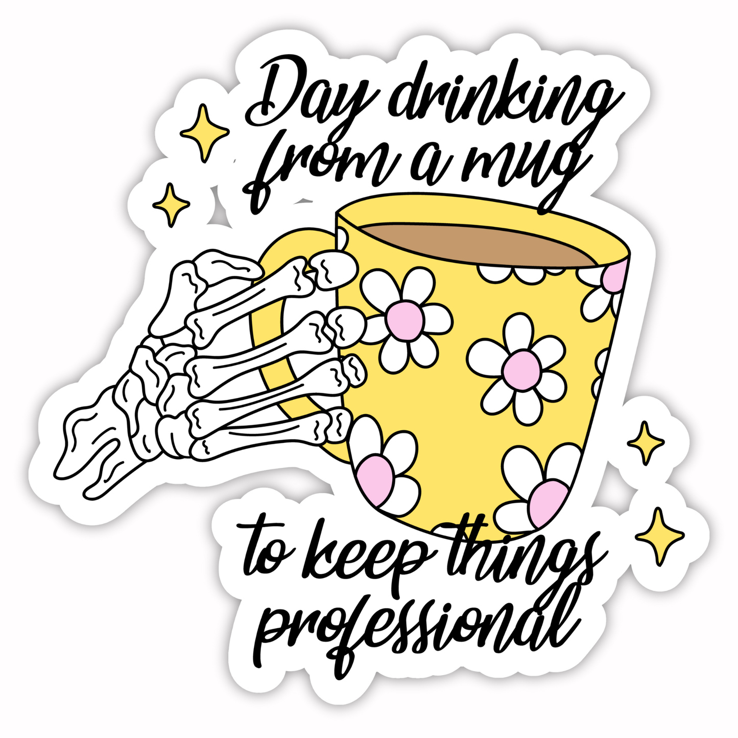 Workplace Stickers - Day Drinking Mug Skeleton