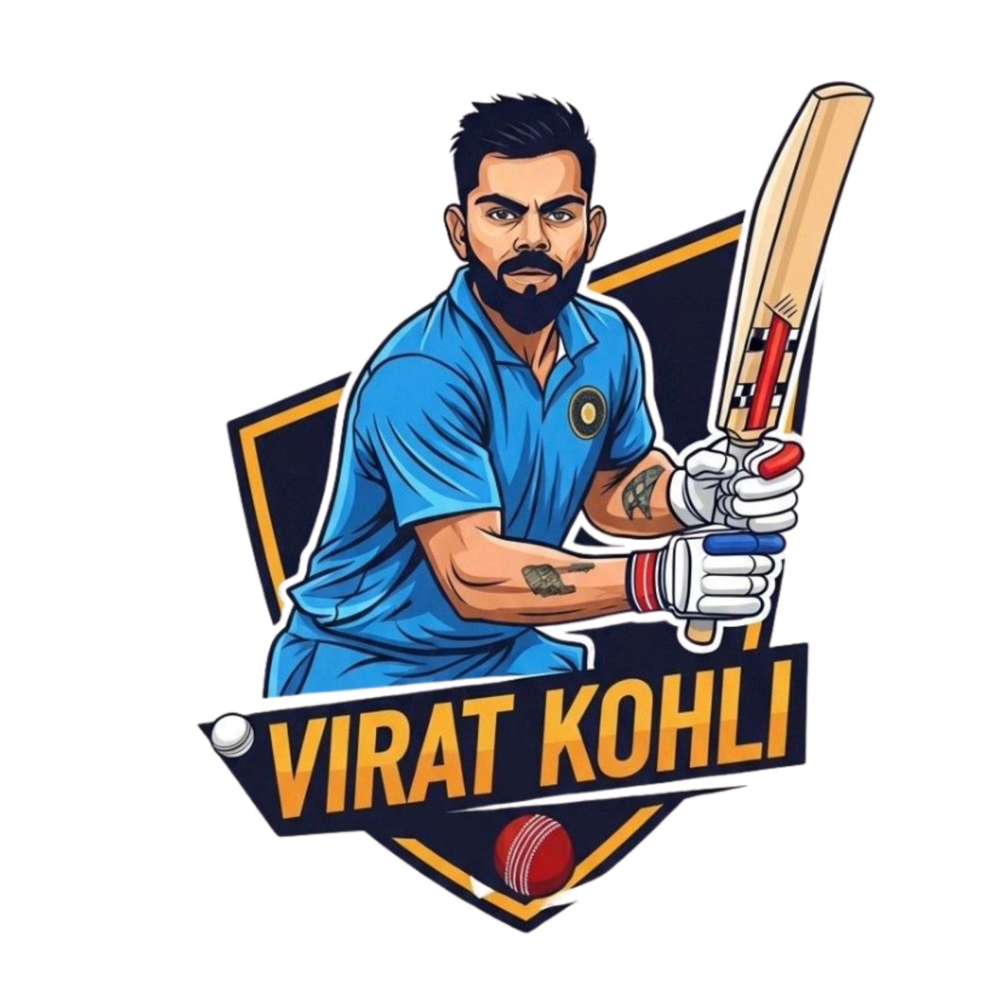 Cricket Stickers - Cartoon Virat Kohli Batting
