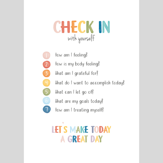 Mental Health Awareness Motivational Poster – Positive Mindset Wall Art – Check in with yourself