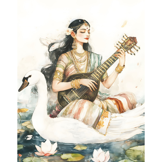 Saraswati Poster – Goddess of Wisdom & Knowledge Wall Art | Vedic Hindu Print – Sarasvati 9