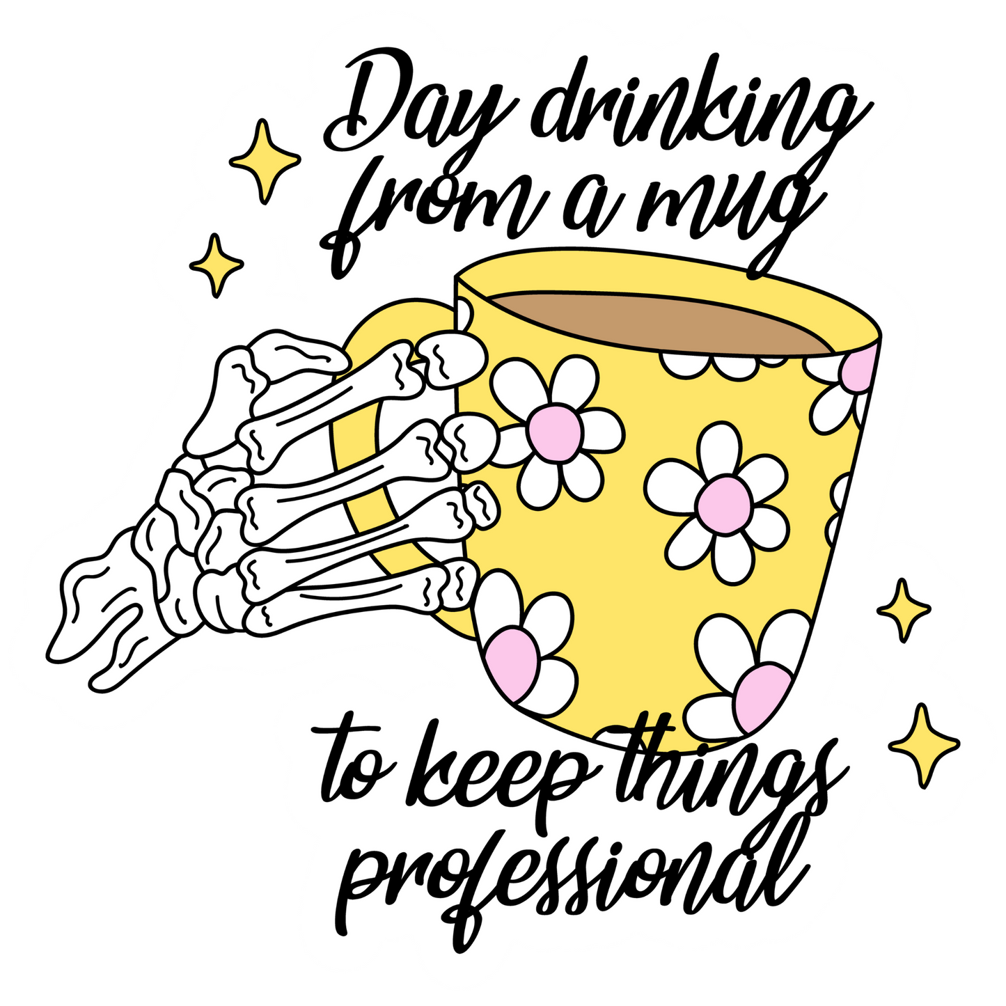 Workplace Stickers - Day Drinking Mug Skeleton