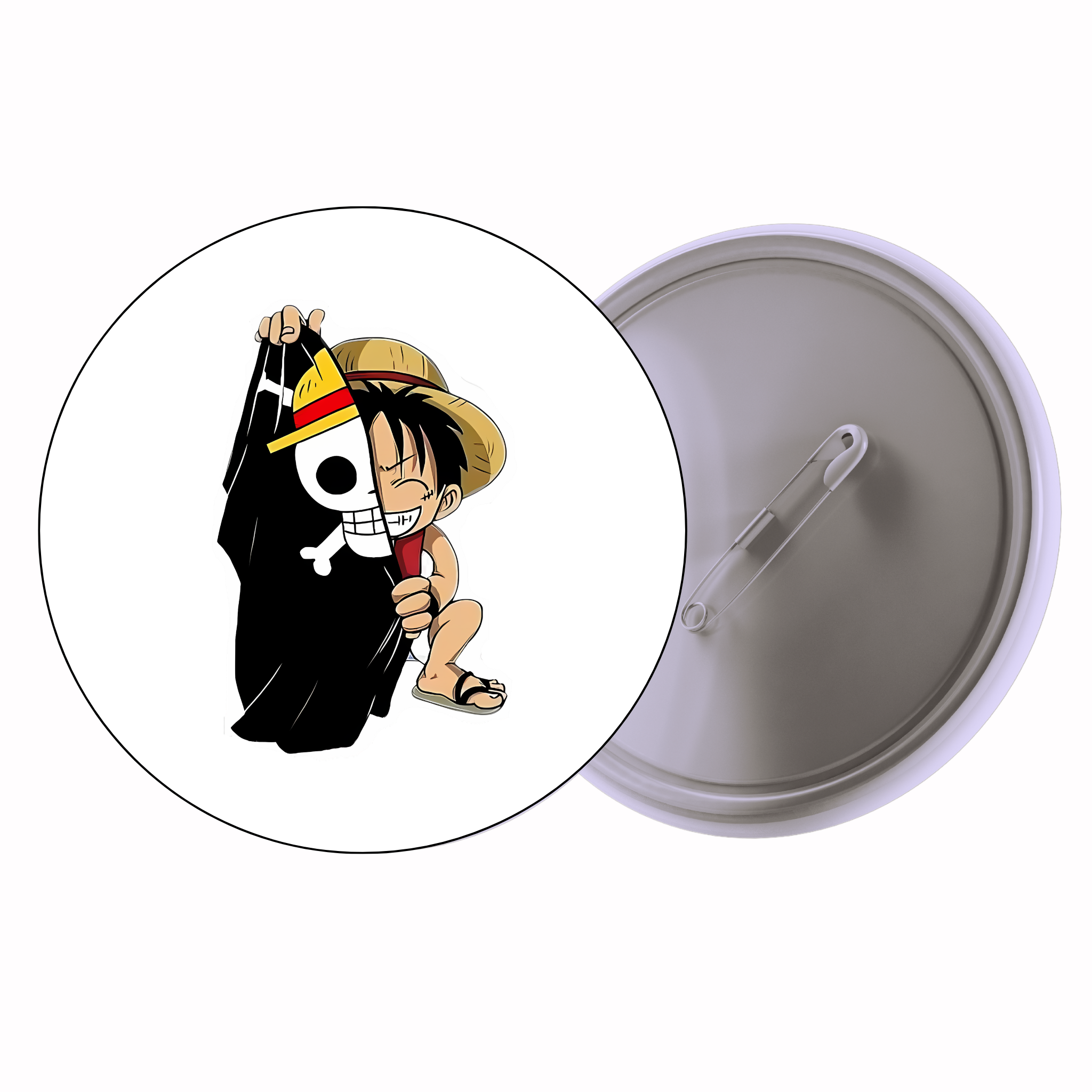 One Piece Monkey D. Luffy & Jolly Roger (Chibi) Anime Pin Badge