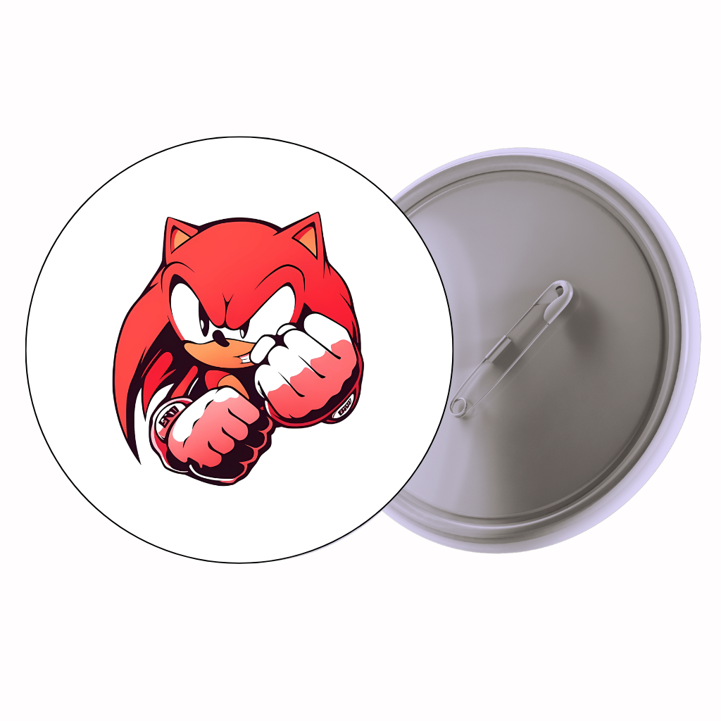 Red Echidna Power Pose Cute Pin Badge | Cartoon Badge for Bags & Jackets (2 Sizes)