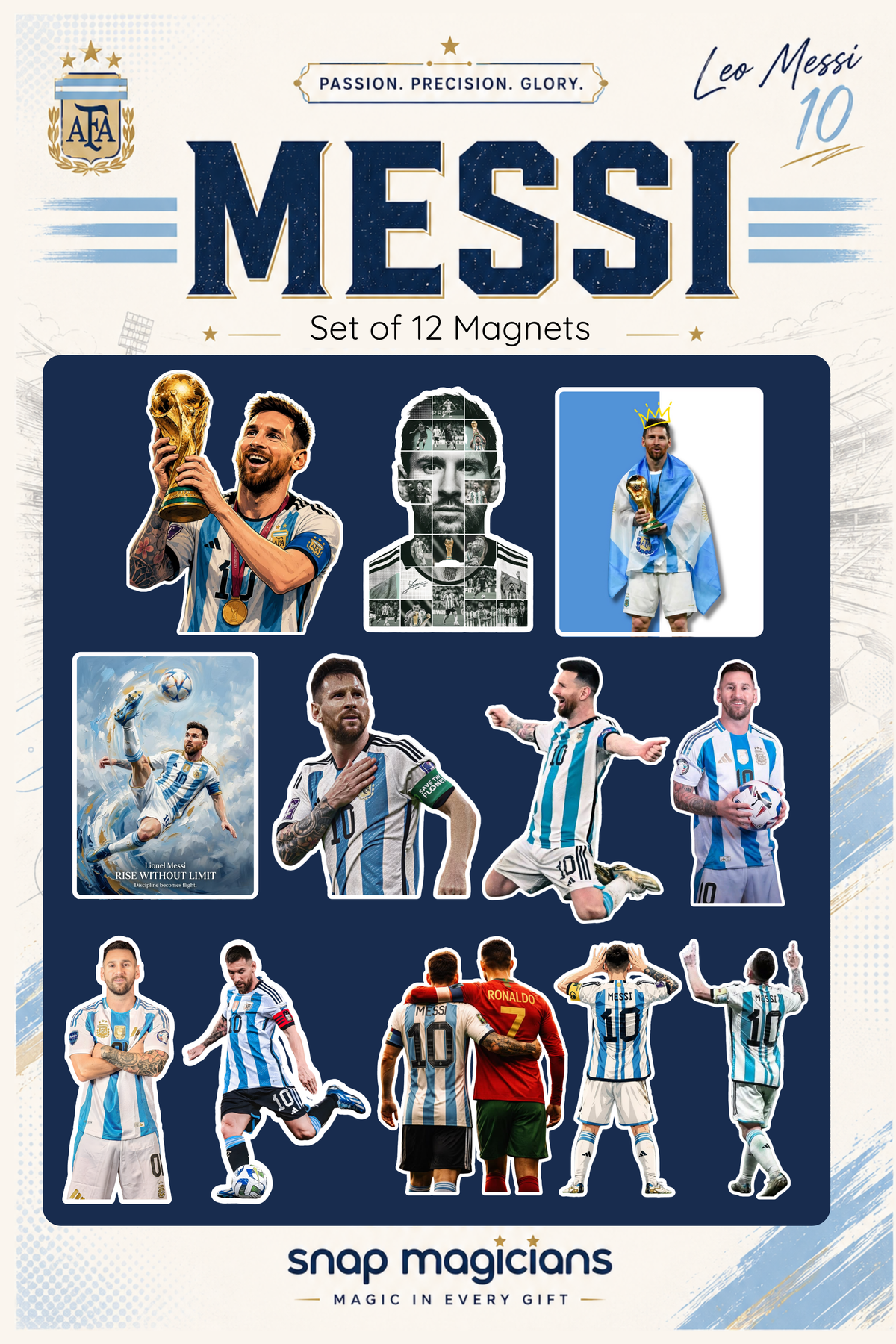 Messi Flexible Magnet Set of 12 | Football Fan Gift