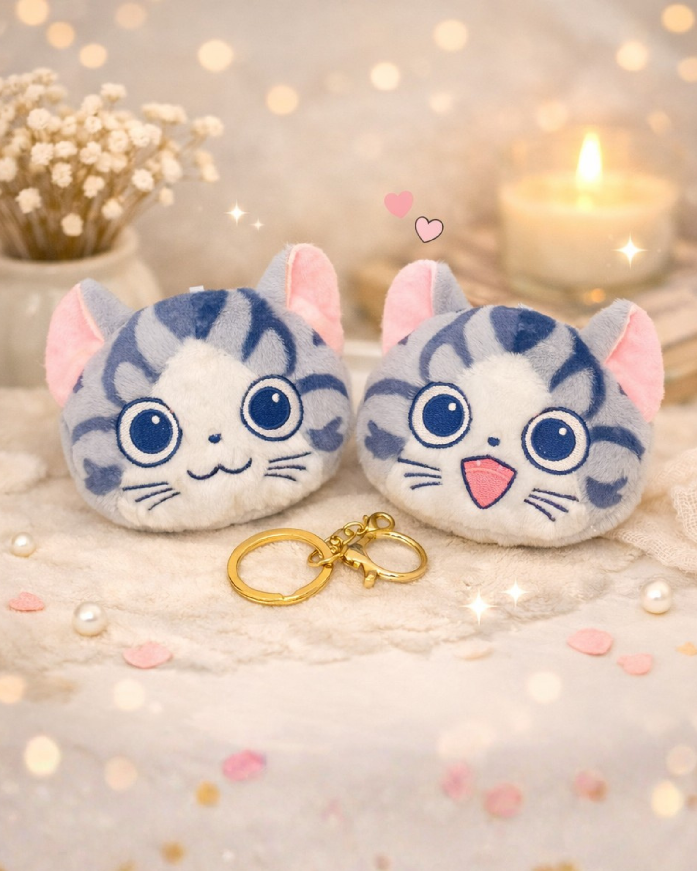 Cat Plush Bag Charm Soft Toy with Hook - Cat Trio (3 pcs)