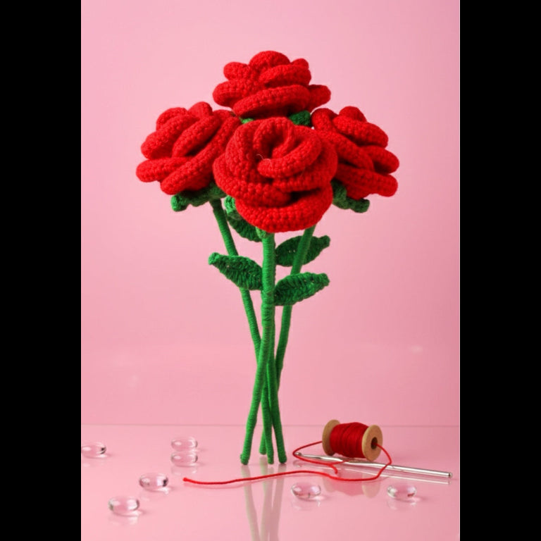 Handmade Crochet Red Rose – Everlasting Romantic Gift for Love & Special Occasions