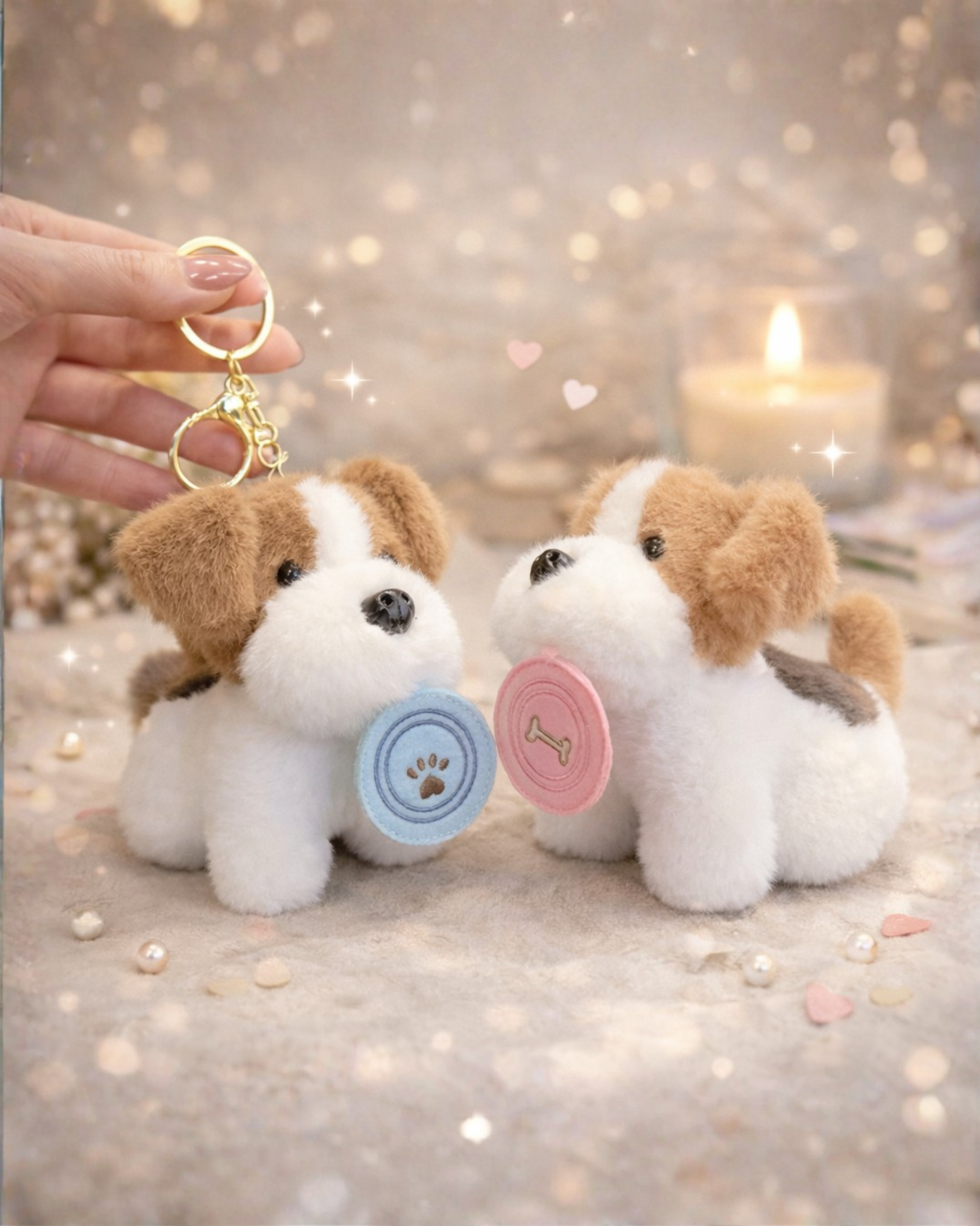 Dog Plush Bag Charm Soft Toy with Hook - Dog on Bag (Lifestyle)