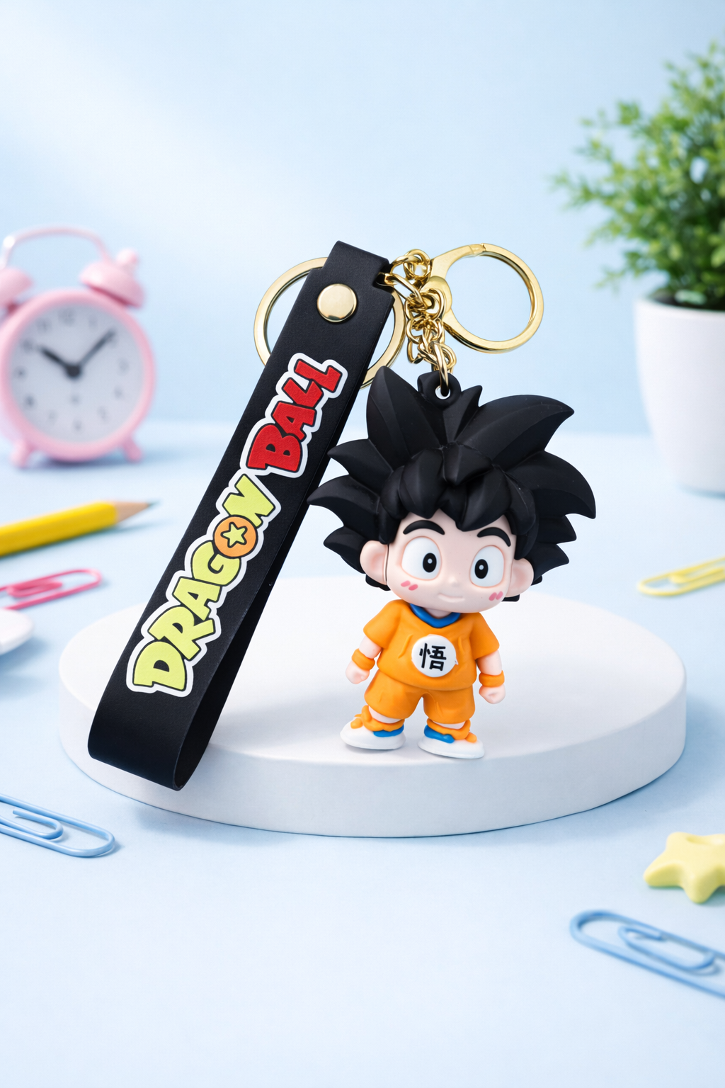3D Rubber Keychain with Silicone Strap – Goku (DBZ) Buddy Cute Bag Charm & Key Ring