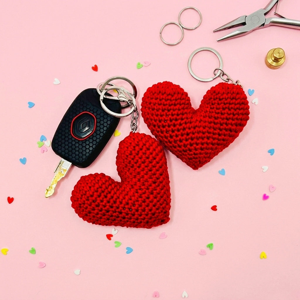 Crochet Heart Keychain