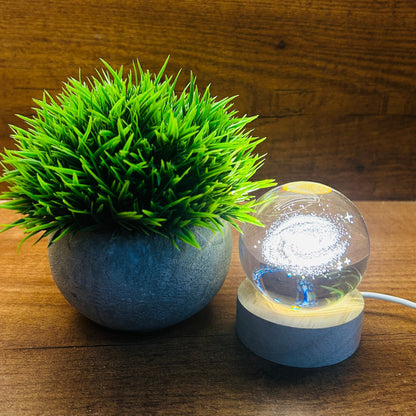Customized LED Base Crystal Ball Lamp – Message Engraved Gift