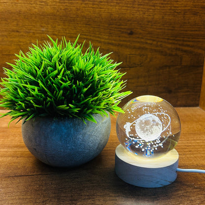 Customized LED Base Crystal Ball Lamp – Message Engraved Gift