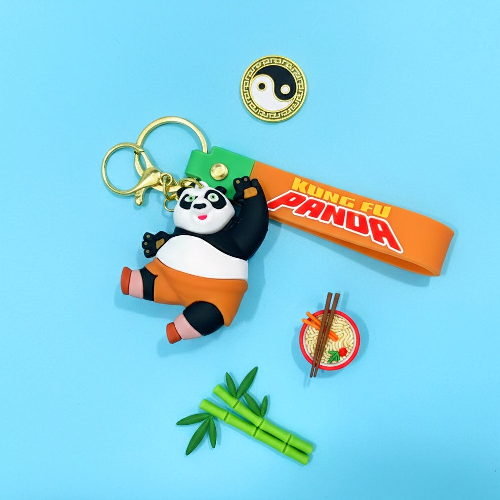 3D Rubber Keychain with Silicone Strap – Kung Fu Panda Buddy Cute Bag Charm & Key Ring
