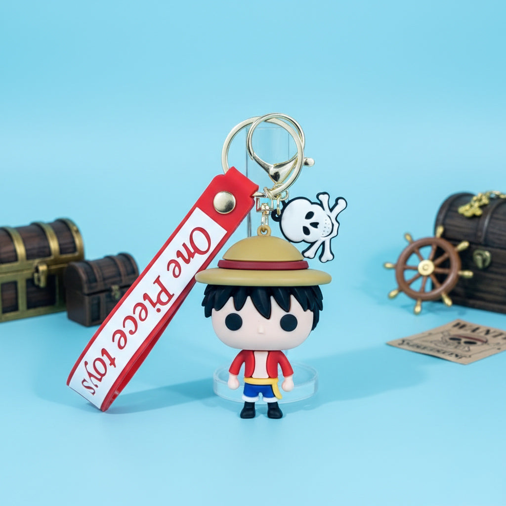 3D Rubber Keychain with Silicone Strap – Luffy (One Piece) Buddy Cute Bag Charm & Key Ring