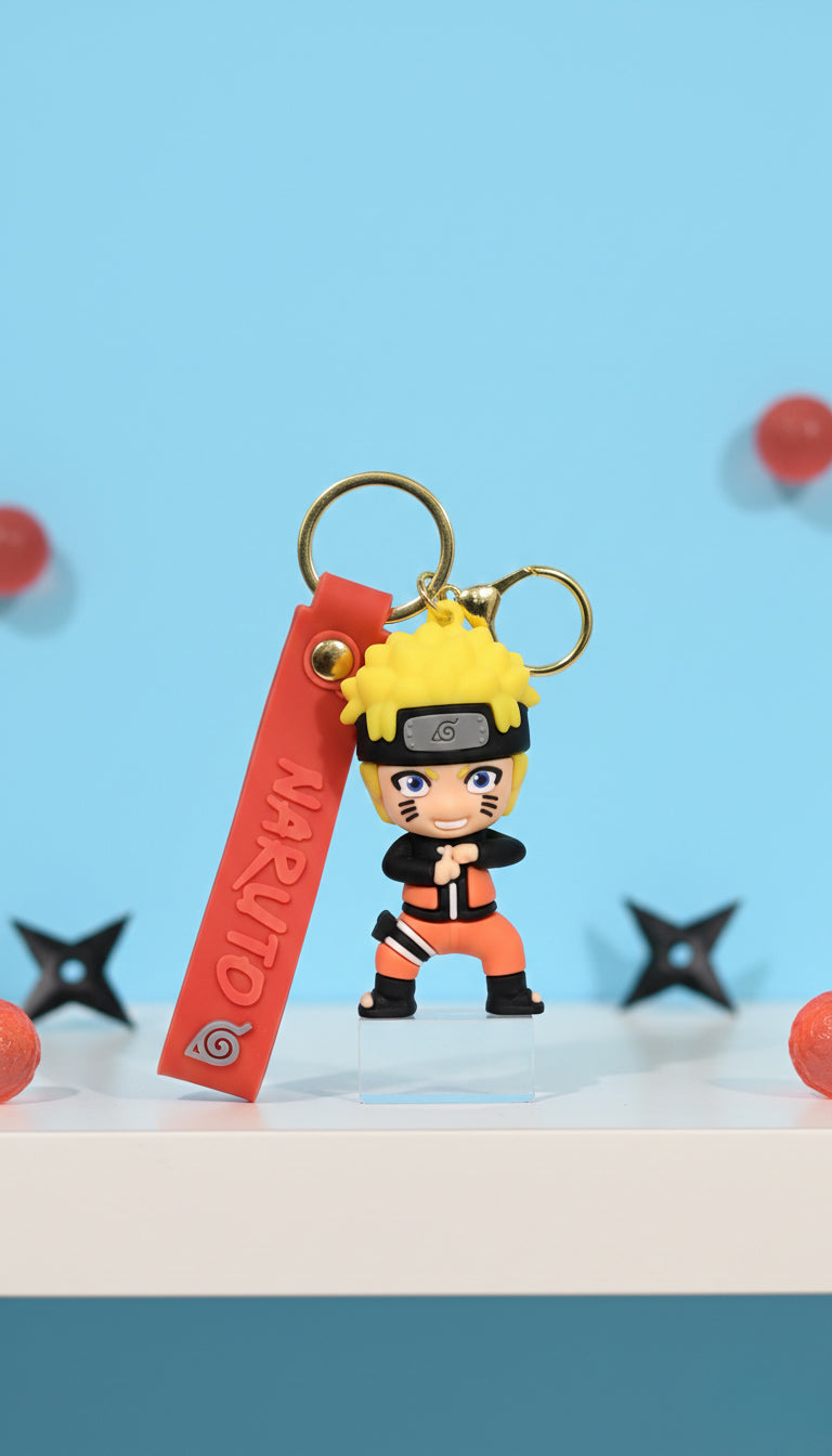 3D Rubber Keychain with Silicone Strap – Naruto Buddy Cute Bag Charm & Key Ring
