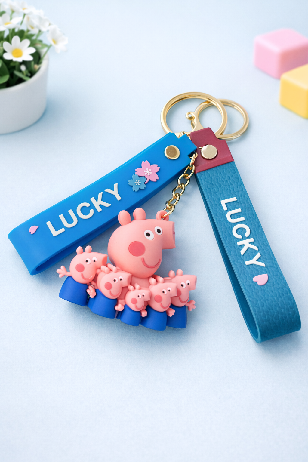 3D Rubber Keychain with Silicone Strap – Peppa Pig Buddy Cute Bag Charm & Key Ring