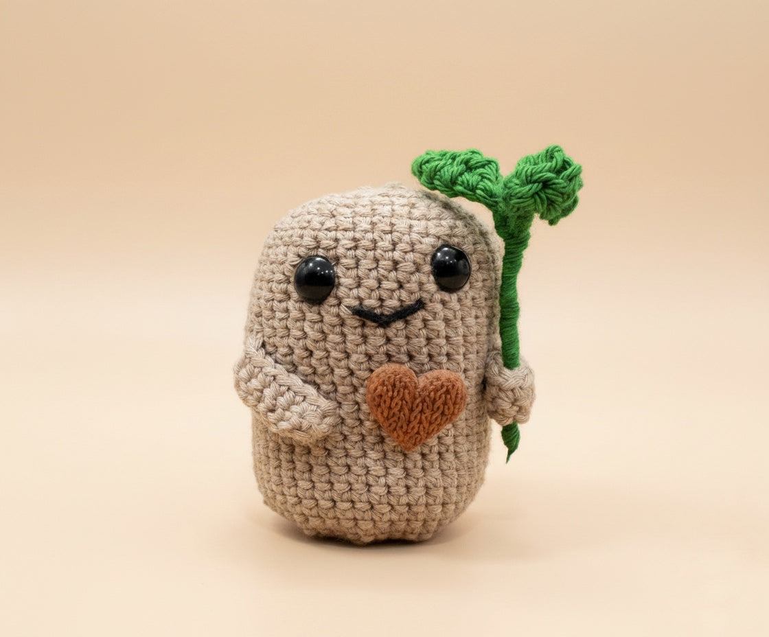 Leafy Potato Handmade Crochet Doll – Cute Nature Inspired Mini Gift