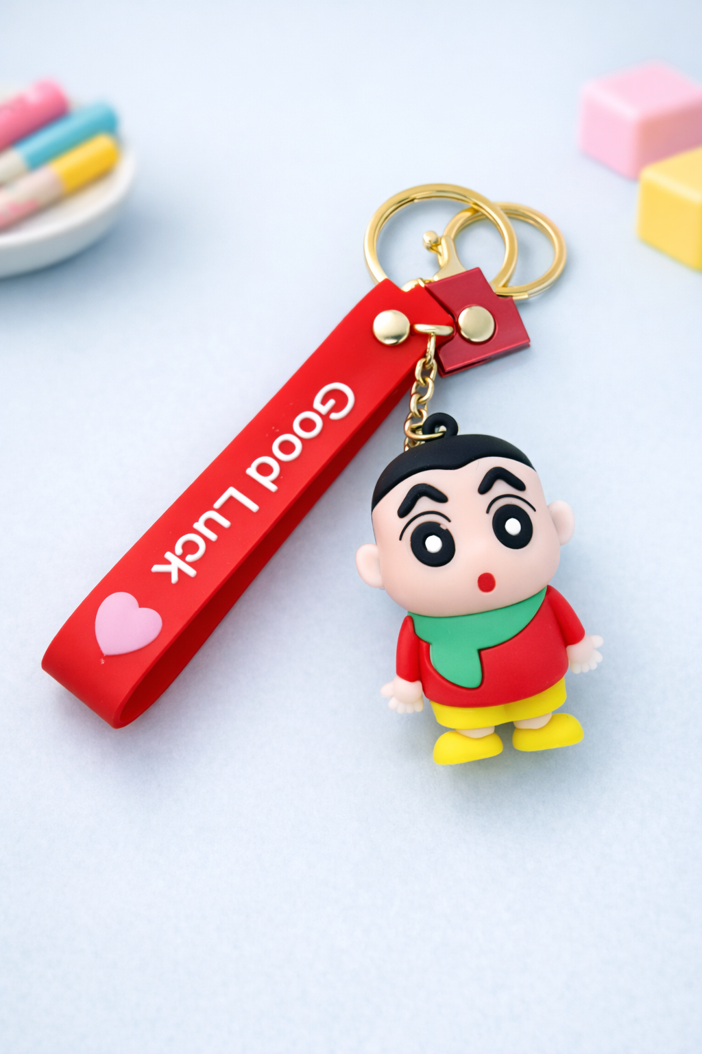 3D Rubber Keychain with Silicone Strap – Shinchan Buddy Cute Bag Charm & Key Ring