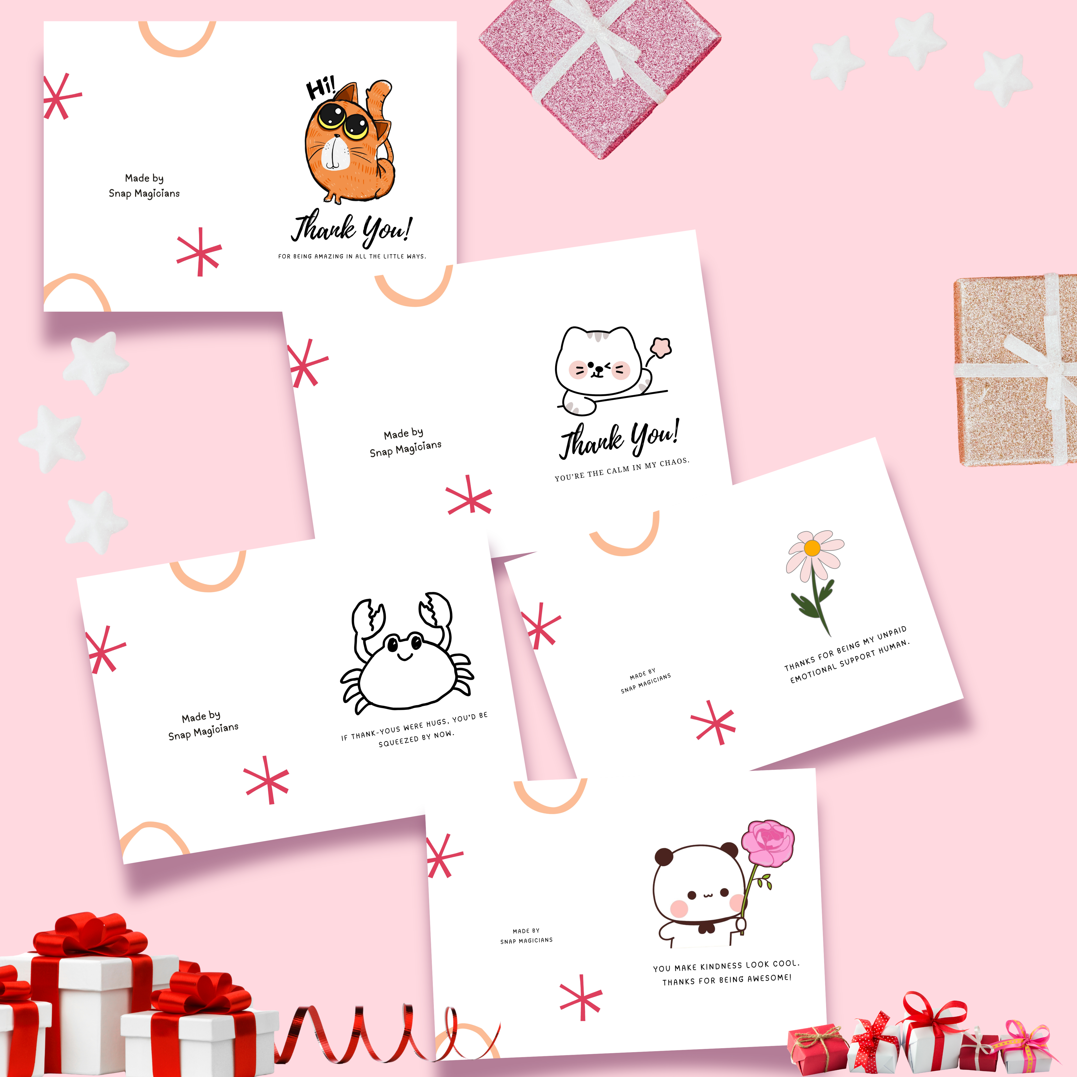 Set of 5 Thank YOU Foldable Cards