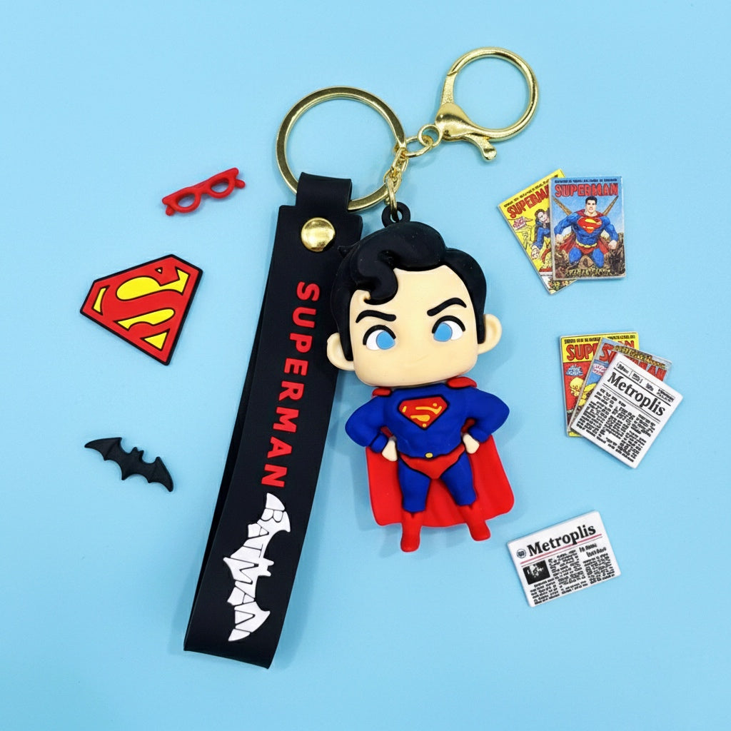 3D Rubber Keychain with Silicone Strap – Superman Buddy – Style 2 Cute Bag Charm & Key Ring
