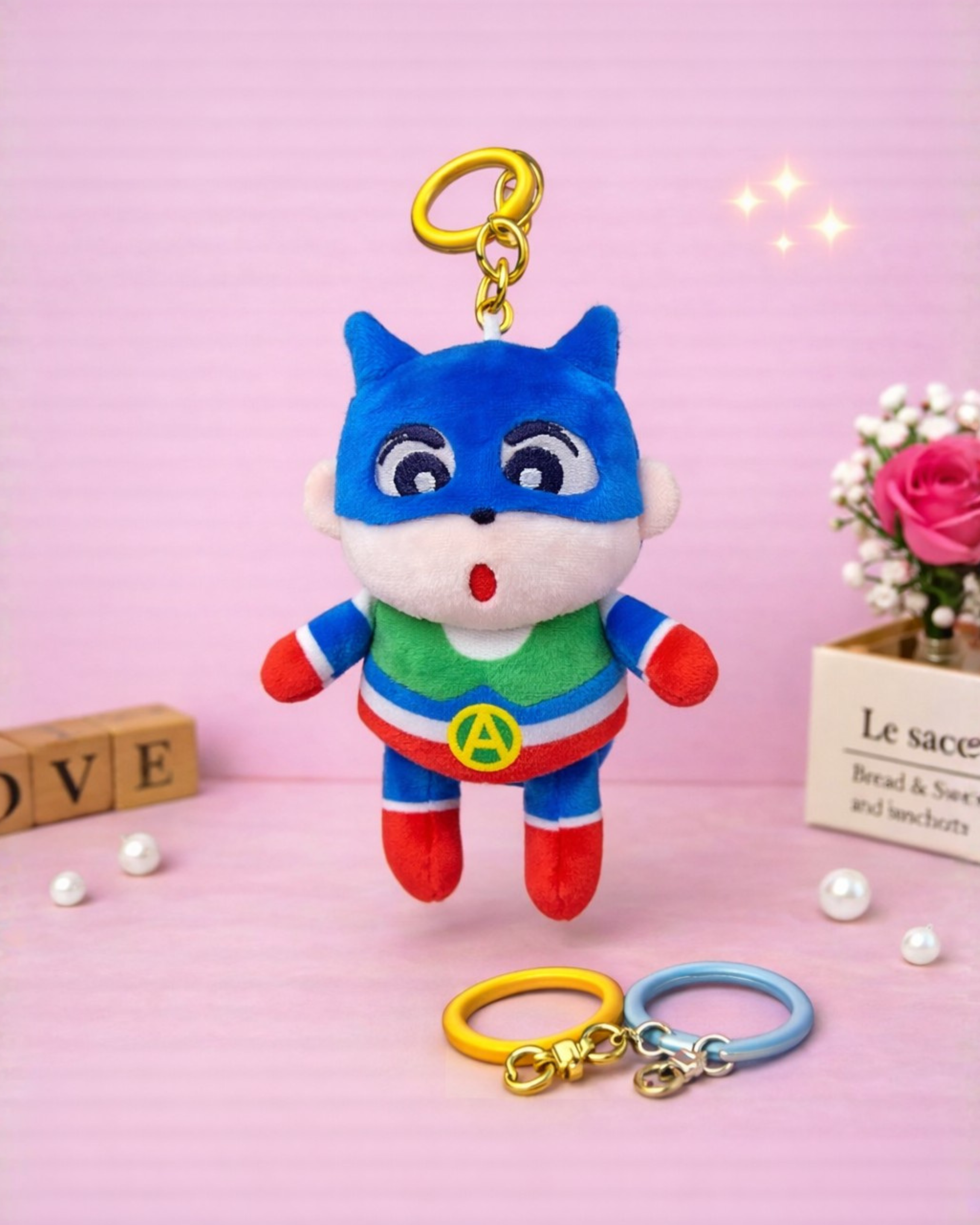 Superman Shinchan Plush Bag Charm Soft Toy with Hook