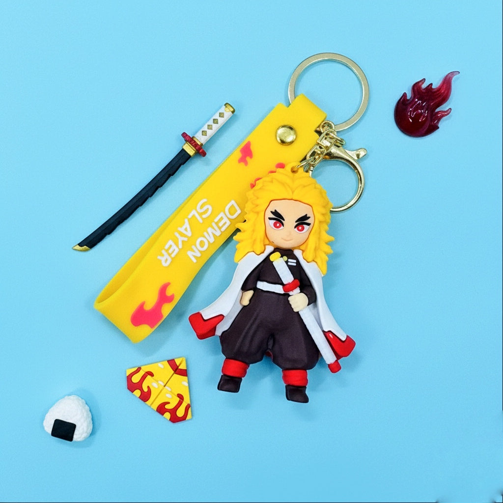 3D Rubber Keychain with Silicone Strap – Tanjiro (Demon Slayer) Buddy Cute Bag Charm & Key Ring