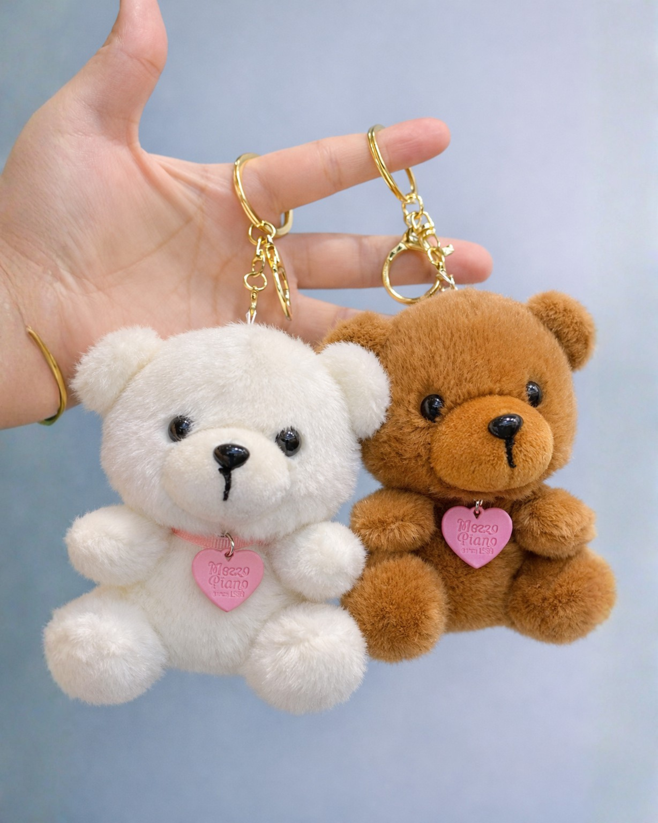 Teddy Buddy Plush Bag Charm Soft Toy with Hook - Teddy Pair (Handheld)