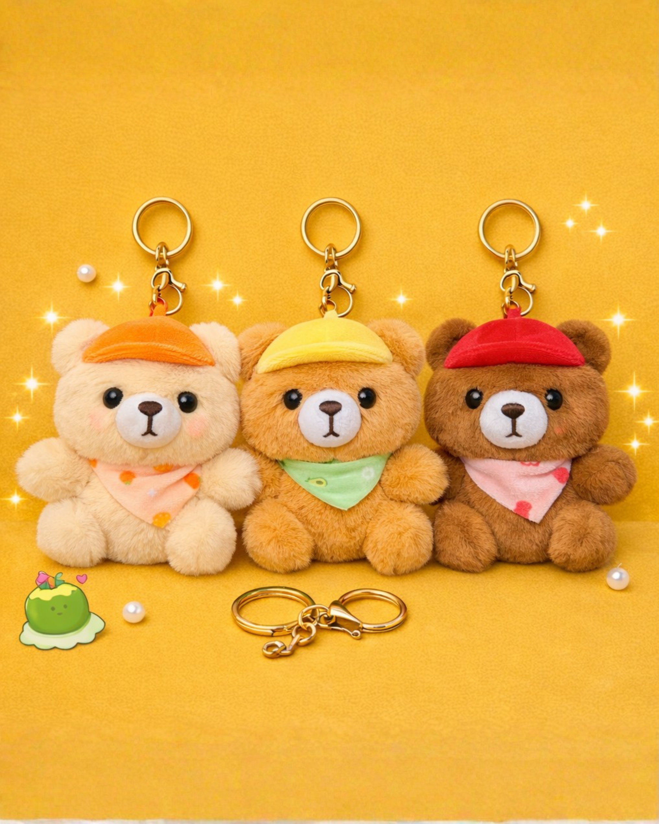 Teddy Buddy Plush Bag Charm Soft Toy with Hook - Teddy Trio (3 pcs)
