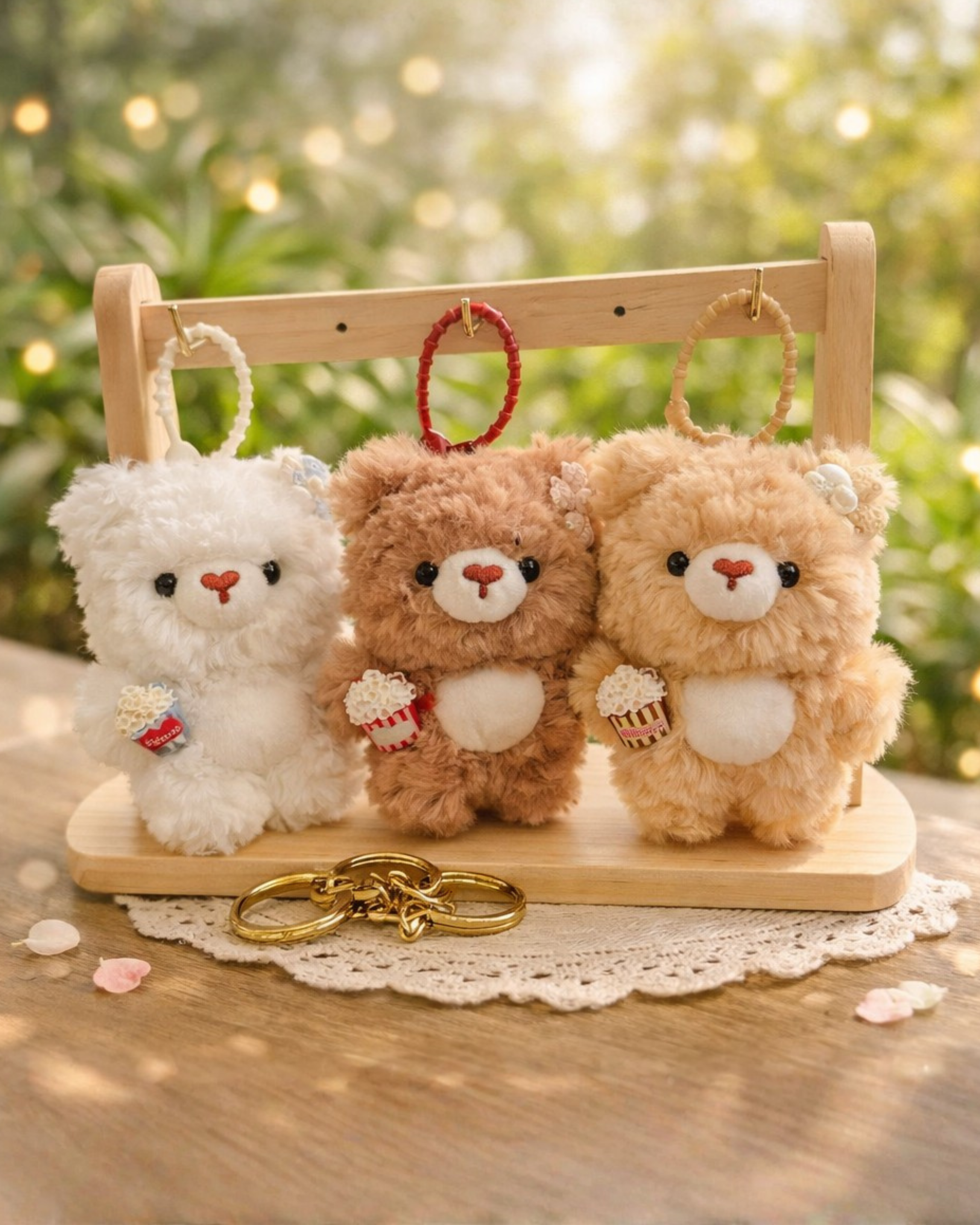 Teddy Buddy Plush Bag Charm Soft Toy with Hook - Hanging Teddy Trio